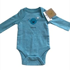 NWT Baby Gap light blue long sleeve onesie